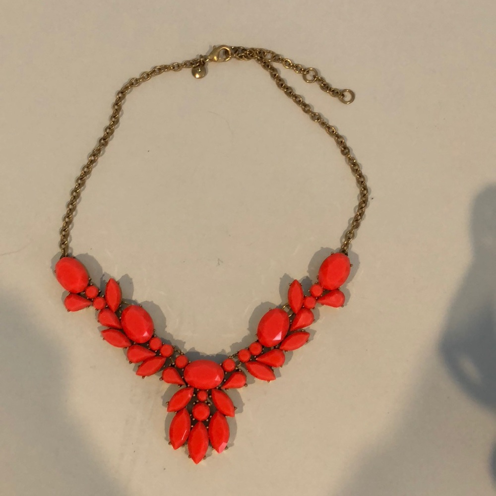 J Crew Bright Tangerine Statement Necklace